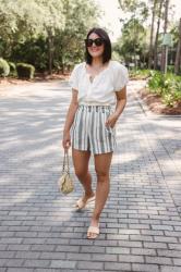 Smocked Top + Striped Shorts