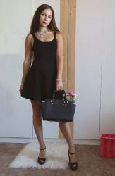 Black skater dress H&M outfit |  Melissa Hartford