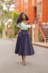 Stripe/Navy Colorblock Dress