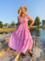 Pink Gingham Midi Dress Under $25