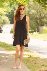 A Summery Black Dress with Leopard Accents