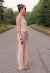 Tuxedo stripe wide leg pants