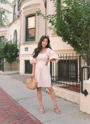 Comfy Braided Sandals + Striped Dress