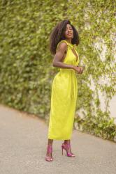 Yellow Cocoon Midi Dress