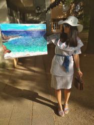 A FRAMED AND VARNISHED SEASCAPE + OUTFIT POST
