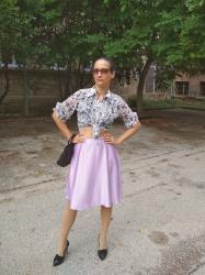 A FLORAL SHIRT PAIRED WITH AN A-LINE SKIRT FROM OZZ