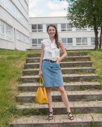 A pussy-bow blouse