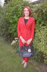 Red Alert Trouser Suit + Style With a Smile Link Up