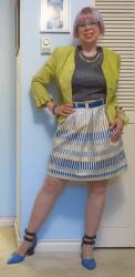 Celadon Ruffles, New Skirt and Pops of Blue