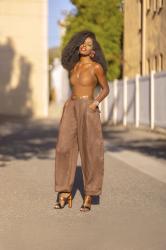 Commando Bodysuit + High Waist Linen Pants