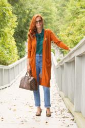 Styling Jewel Tones with Brown Tones and New Jeans