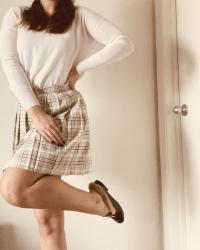 Pleated Plaid Skirt