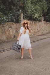 White flower dress; with Plushe.