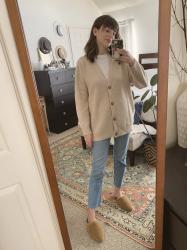 Jenni Kayne Cashmere Cocoon Cardigan + Shearling Mule Review