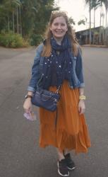 Dresses With Scarves, Denim Jacket And Micro Bedford Bag | Weekday Wear Link Up