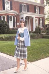 Plaid Skirt and Linen Blouse 