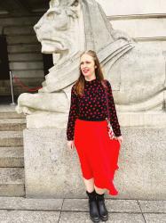 Red And Black Polka Dot Shirt From The Charity Shop