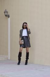 How To Style Faux Leather Shorts With Cardigans
