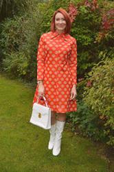 Vintage St Michael Dress and White Boots + Style With a Smile Link Up