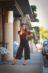 50% off Ann Taylor: Belted Culottes + Burgundy