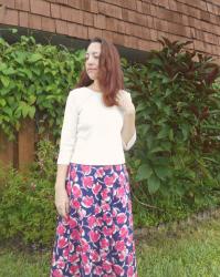 Cream Rib Knit 3/4 Sleeve Top