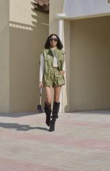 HOW TO STYLE AN OLIVE FAUX LEATHER SHORT AND JACKET