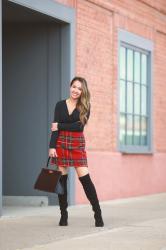 Plaid Skirt + Black OTK Boots