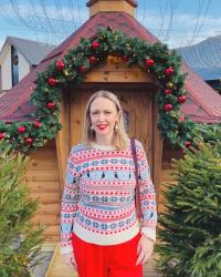 And Just Like That.. Fair Isle Jumper & Red Trousers