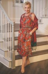 Vintage Style in a Red Paisley Dress