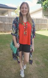 Red Tees, Denim Shorts, Printed Kimonos and Aqua Mini MAC Bag | Weekday Wear Link Up