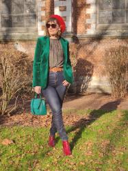 Chic en velours avec mon blazer vert !