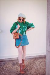 Old Vs New - le pull vert fleuri 