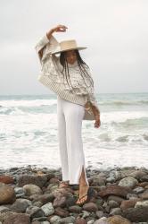 All White Winter Outfit – February at the Beach