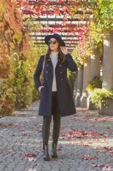 Navy blue coat & hat