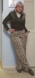 Snakeskin Palazzo Pants, Brutalist and Brown