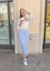 Pastel Blue Midi-Skirt | Spring Vibes