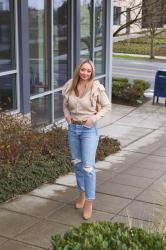 Transitional Style: Parker Clay Backpack + Ruffle Shoulder Cardigan