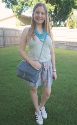 Kmart Culottes, Tanks and Beaded Necklaces with Edie Bag