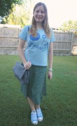 Printed Skirts and Band Tees With Converse and Edie Bag