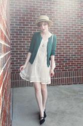 Lace Dress, Green Cardigan