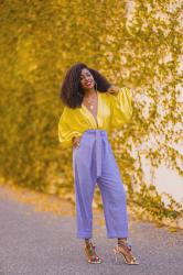 Bishop Sleeve Top + Belted Chambray Pants