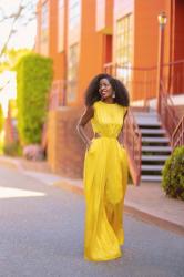 Yellow Cut-Out Wide Leg Jumpsuit