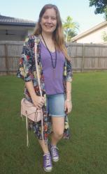 Purple Tees, Denim and Kimonos | Weekday Wear Link Up