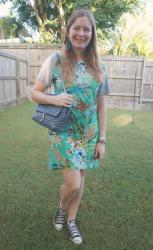 Floral Printed Dresses and Rebecca Minkoff Edie Shoulder Bag In Luna Blue