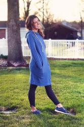 Hoodie Sweatshirt Dress with Tulip Hemmed Leggings