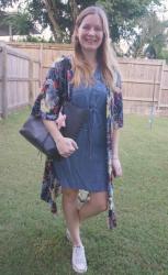 Blue Dresses and Duster Kimonos With Tote Bag | Weekday Wear Link Up