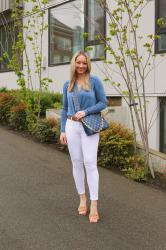 Spring Style: White Jeans + Drape Bodysuit + LV Coussin PM