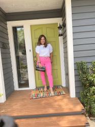 Bright pink jeans for Summer