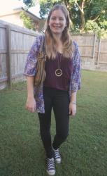 Jeans and Tee Outfits With Printed Kimonos and Chloe Marcie Bag | Weekday Wear Link Up