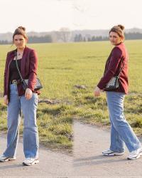 Frühlings-Style: Der sportliche Look mit Wide Leg Jeans und Blazer